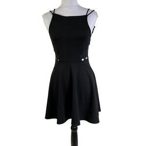 FREE People Black Skater Dress Strappy Back Cut Outs size XS